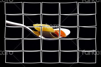 italian penne pasta on a spoon