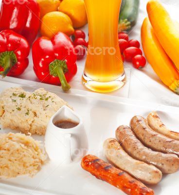 selection of all main type of german wurstel saussages