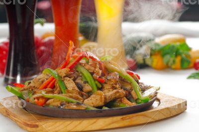 original fajita sizzling hot  on iron plate