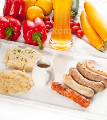 selection of all main type of german wurstel saussages