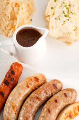 selection of all main type of german wurstel saussages