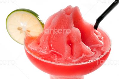 frozen strawberry margarita daiquiri isolated on white