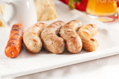 selection of all main type of german wurstel saussages