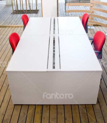 office desks and red chairs cubicle set 