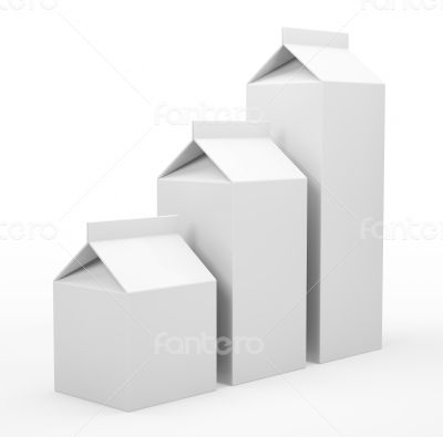 Three milk box isolaned on white background