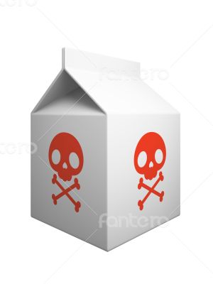 Dangerous milk box isolaned on white background