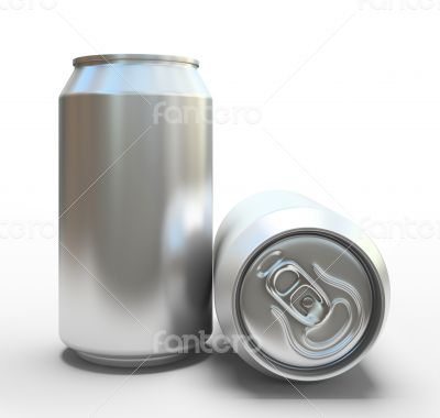 Blank alluminium cans on white background