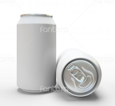 White alluminium cans on white background