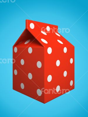 Red milk box isolated on blue background