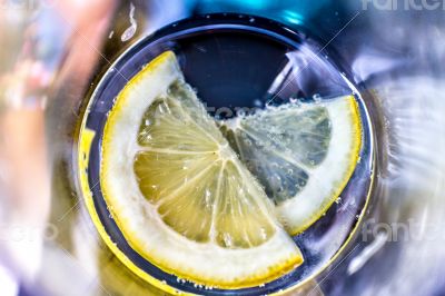 Lemon slice in a glass