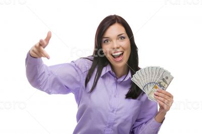 Mixed Race Woman Holding the New One Hundred Dollar Bills