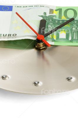 clock and euro bills