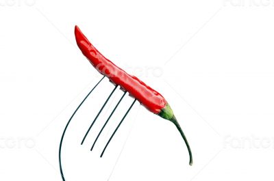 red chili pepper on a fork
