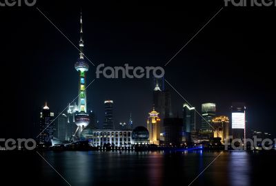 shanghai skyline by night