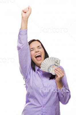 Mixed Race Woman Holding the New One Hundred Dollar Bills