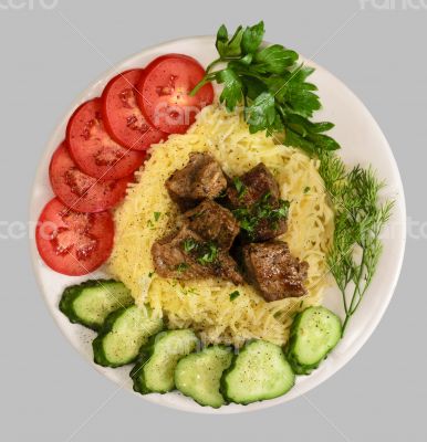 Vermicelli with stew meat and vegetables