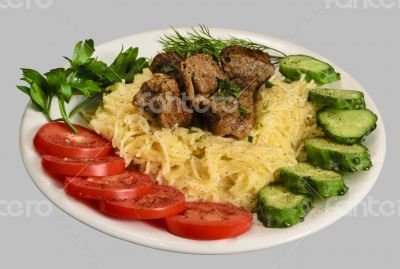 Vermicelli with stew meat and vegetables