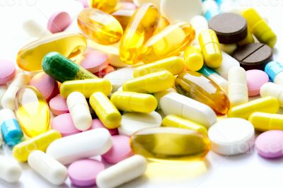 A lot of colorful pills.