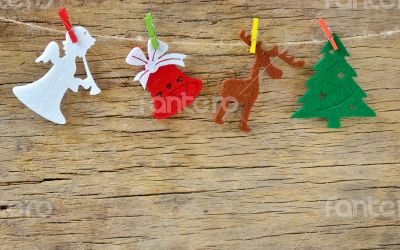 Christmas decoration on wooden board