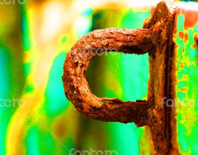 Peeling paint on rusted metal surface
