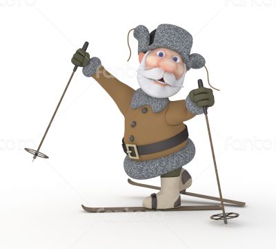 The grandfather on skis.