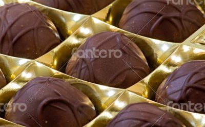 Chocolate candies in shiny package.