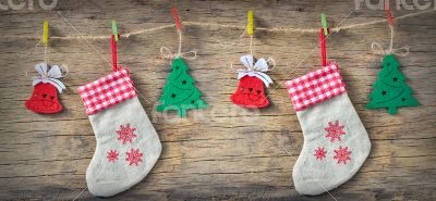 Christmas Decoration Over Wooden Background