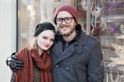 Young happy hipster couple