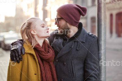 Young happy hipster couple