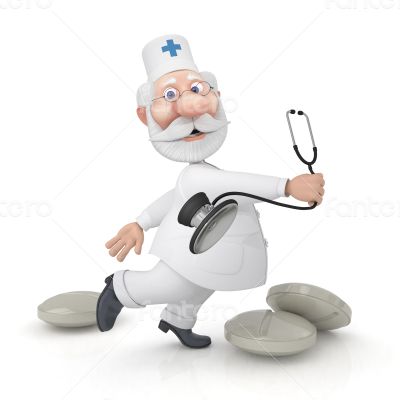 The 3D doctor with a stethoscope.