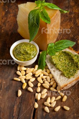 Italian basil pesto bruschetta ingredients