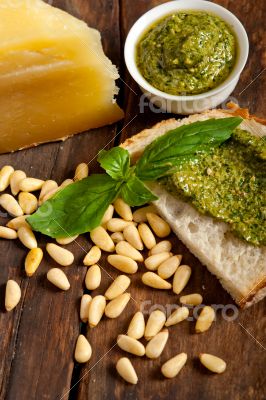 Italian basil pesto bruschetta ingredients