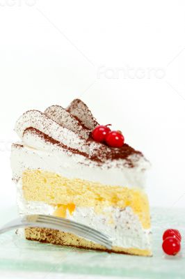 whipped cream and ribes dessert cake slice