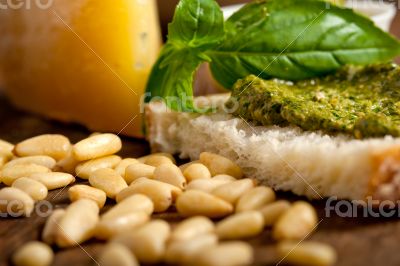 Italian basil pesto bruschetta ingredients