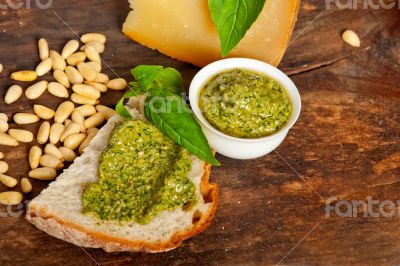 Italian basil pesto bruschetta ingredients