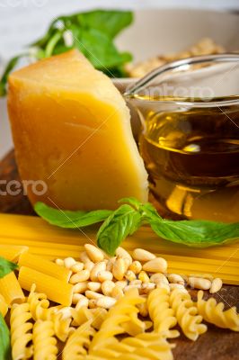 Italian basil pesto pasta ingredients