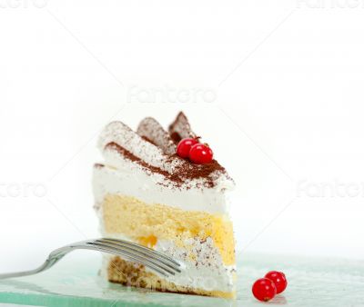whipped cream and ribes dessert cake slice