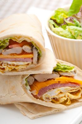 club sandwich pita bread roll