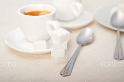 Italian espresso coffee and sugar cubes