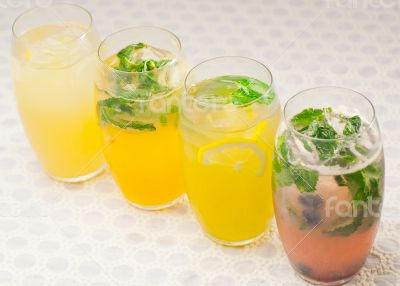 selection of fruits long drinks