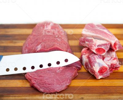 raw beef and pork ribs
