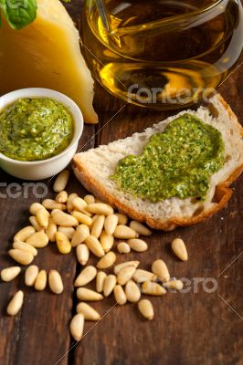 Italian basil pesto bruschetta ingredients