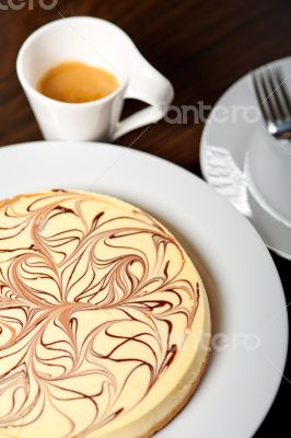 Cheese cake and espresso coffee