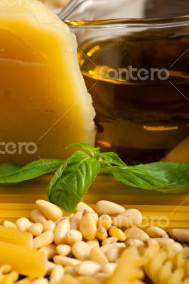 Italian basil pesto pasta ingredients