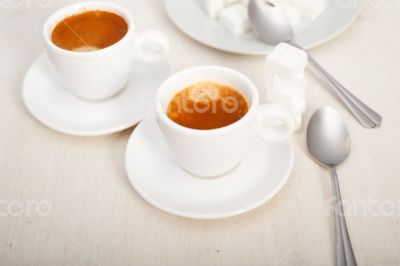 Italian espresso coffee and sugar cubes
