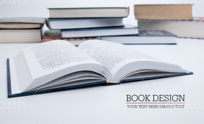 open book on the table with other