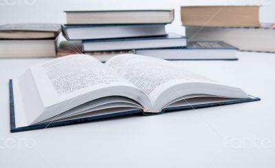 open book on the table with other