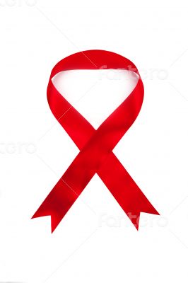 Red ribbon on white background
