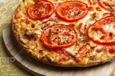 pizza on the board