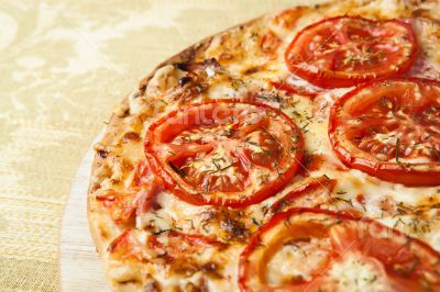 pizza on the board